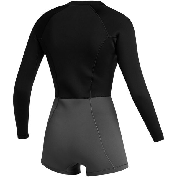 2025 Mystic Dames Lunar Lange Armen 2mm Voorkant Ritssluiting Shorty Wetsuit 35000.240112 - Black